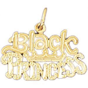 Dazzlers Jewelry Black Princess Pendant Necklace Charm Bracelet in Yellow, White or Rose Gold 10418…