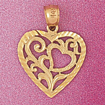 Dazzlers Jewelry Heart Pendant Necklace Charm Bracelet in Yellow, White or Rose Gold 3815, MPN: DZ-…