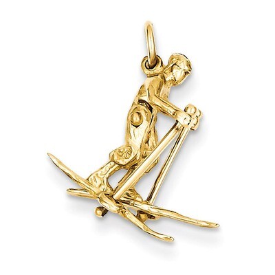Moveable Snow Skier Charm 14k Gold A0170, MPN: A0170, 883957852683