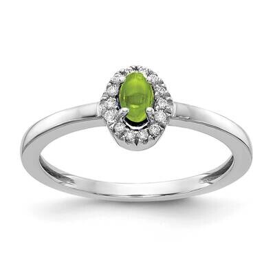 Cabochon Peridot Ring 14k White Gold Diamond RM4035-PE-025-WA, MPN: RM4035-PE-025-WA, 883957551784