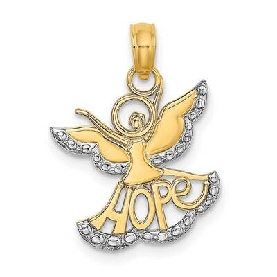 Rh Polished Textured Cut-Out Angel with Hope Charm 14k Gold K9547, MPN: K9547, 637218164417