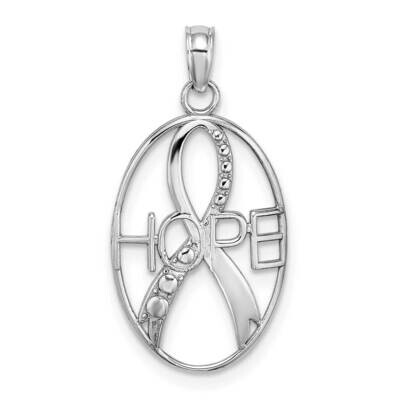 Hope Ribbon Charm 14k White Gold Textured K9586W, MPN: K9586W, 637218163878