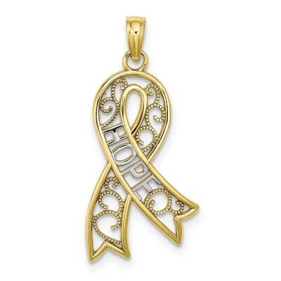 Filigree Ribbon Hope Charm 10k Gold &amp; Rhodium 10K9480, MPN: 10K9480, 63721818743