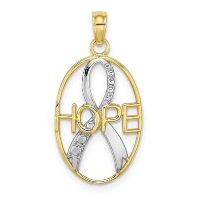 Hope Awareness Ribbon Pendant 10k Gold with Rhodium 10K9586, MPN: 10K9586,