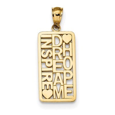 Inspire, Dream, Hope Rectangular Pendant 14k Gold Polished K5844, MPN: K5844, 191101677311