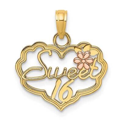Sweet 16 Heart with Flower Charm 14k Two-tone Gold K9554, MPN: K9554, 637218164820