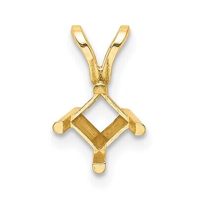 Princess 4-Prong 2.5mm Pendant Setting 14k Yellow Gold YG967, MPN: YG967,