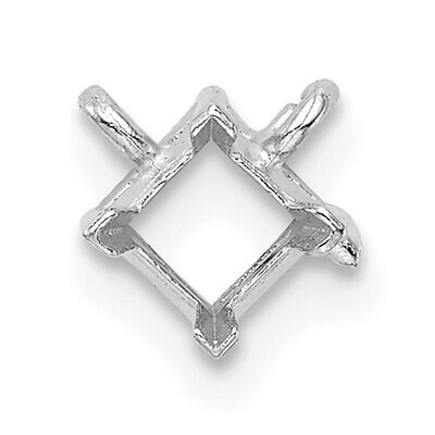 Princess 4-Prong Necklace Center 2.75mm Pendant Setting 14k White Gold WG972, MPN: WG972,