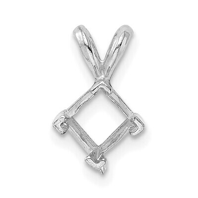 Princess 4-Prong V-End 2.5mm Pendant Setting 14k White Gold WG966, MPN: WG966,