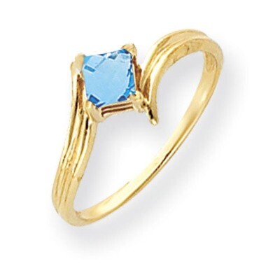 Blue Topaz Ring 14k Gold 4mm Princess Cut Y4781BT, MPN: Y4781BT, 883957663111