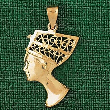 Dazzlers Jewelry Filigree Cleopatra Pendant Necklace Charm Bracelet in Yellow, White or Rose Gold 3…