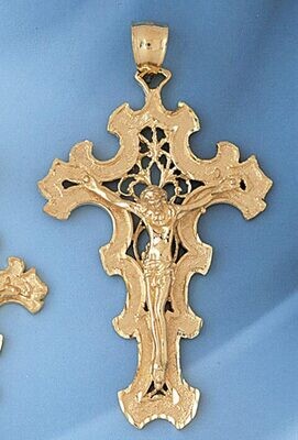 Dazzlers Jewelry Jesus Christ on Cross Pendant Necklace Charm Bracelet in Yellow, White or Rose Gol…