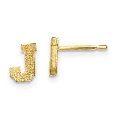Initial Letter J Post Earrings 10k Gold Brushed 10XNE45Y/J, MPN: 10XNE45Y/J,