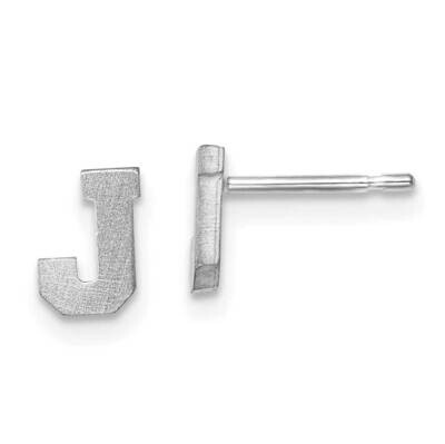 Initial Letter J Post Earrings 10k White Gold Brushed 10XNE45W/J, MPN: 10XNE45W/J,