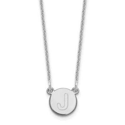 Tiny Circle Block Initial Letter J Necklace 10k White Gold 10XNA722W/J, MPN: 10XNA722W/J,