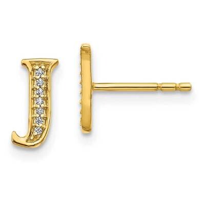 Initial J Earrings 14k Gold Diamond EM4170J-004-YA, MPN: EM4170J-004-YA, 883957376653