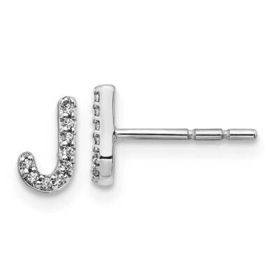 Initial J Earrings 14k White Gold Diamond EM4169J-005-WA, MPN: EM4169J-005-WA, 883957376516