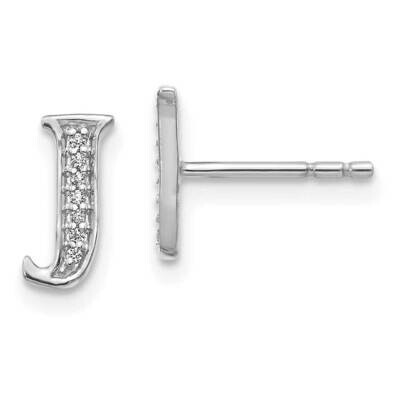 Initial J Earrings 14k White Gold Diamond EM4170J-004-WA, MPN: EM4170J-004-WA, 883957205793