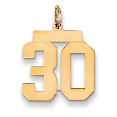 Number 30 Charm 14k Gold Medium Polished LM30, MPN: LM30, 883957133065