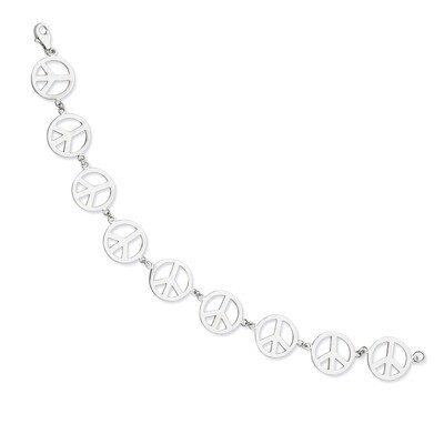 7.25 Inch 7.25in Peace Symbol Bracelet Sterling Silver QG3104-7.25, MPN: QG3104-7.25, 191101293597