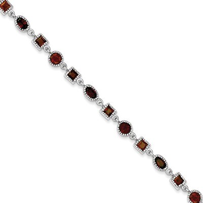 Garnet Bracelet Sterling Silver QX585GA, MPN: QX585GA, 191101369780
