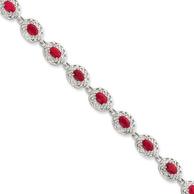 Ruby Bracelet Sterling Silver QX625R, MPN: QX625R, 191101369971