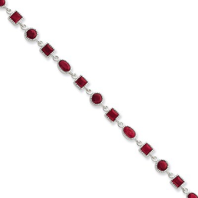 Ruby Bracelet Sterling Silver QX622R, MPN: QX622R, 886774671031