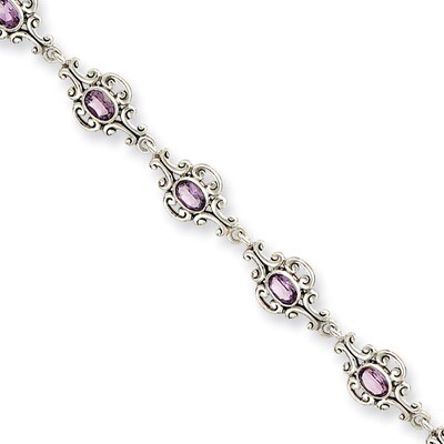 Amethyst Bracelet Sterling Silver QX477AM, MPN: QX477AM, 191101369575