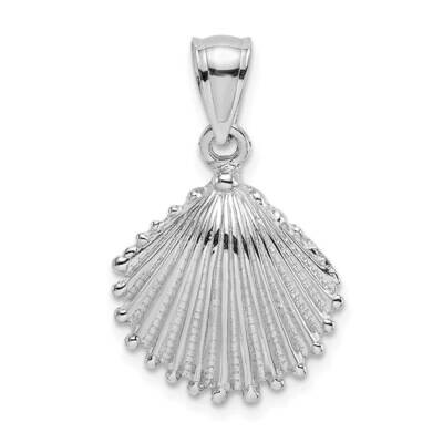 Scallop Shell Charm 14k White Gold Textured K7683W, MPN: K7683W, 196904088708