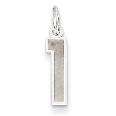 Small Satin Number 1 Charm 14k White Gold WSS01, MPN: WSS01, 886774121451