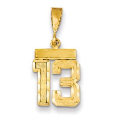 Number 13 Charm 14k Gold Small Diamond-cut SN13, MPN: SN13, 883957102603