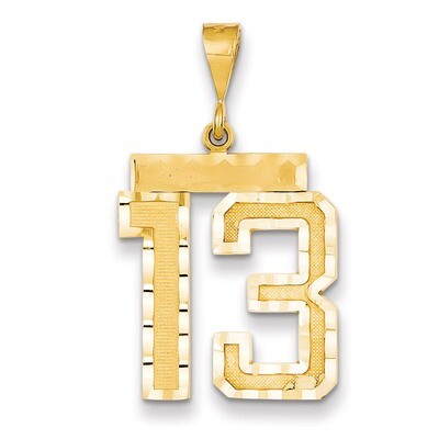 Number 13 Charm 14k Gold Large Diamond-cut LN13, MPN: LN13, 883957122045