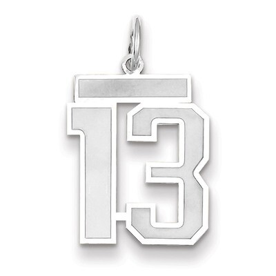 Number 13 Charm Medium Satin 14k white Gold WSM13, MPN: WSM13, 883957077192