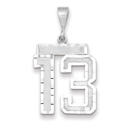Number 13 Charm 14k white Gold Large Diamond -cut WLN13, MPN: WLN13, 883957123424