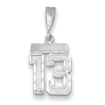 Number 13 Charm Small Diamond -cut 14k white Gold WSN13, MPN: WSN13, 883957111537