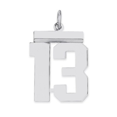 Pendant Number 13 Polished Sterling Silver Medium QMS13, MPN: QMS13, 191101277863