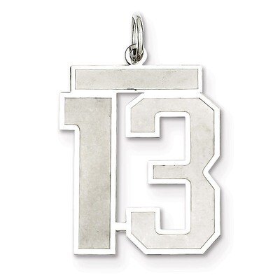 Pendant Number 13 Satin Sterling Silver Large QPP13, MPN: QPP13, 191101281525