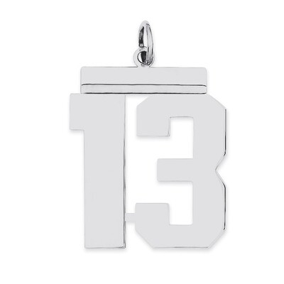 Charm Number 13 Polished Sterling Silver Large QPL13, MPN: QPL13, 191101280641