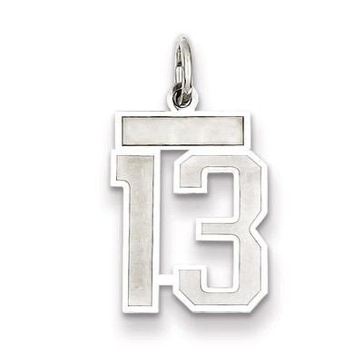 Charm Number 13 Satin Sterling Silver Small QPS13, MPN: QPS13, 191101282423