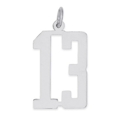 Charm Number 13 Elongated Pol Sterling Silver Small QES13, MPN: QES13, 191101189951