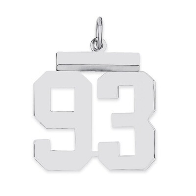 Pendant Number 93 Polished Sterling Silver Medium QMS93, MPN: QMS93, 191101278655