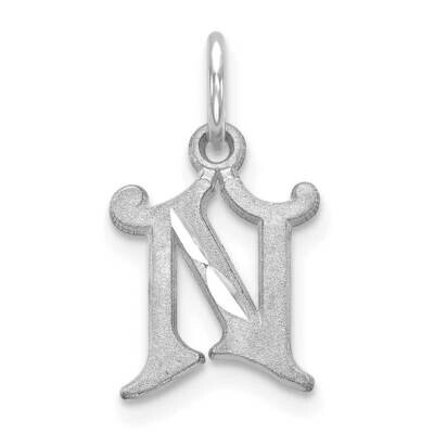 Initial N Charm 10k White Gold Diamond-cut 10WCH139-N, MPN: 10WCH139-N,