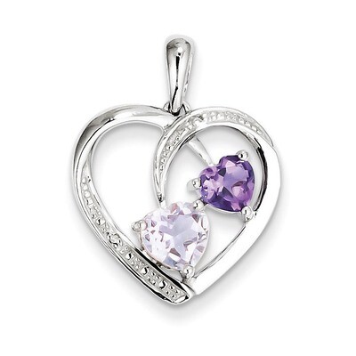 Amy Pink Quartz Pendant Sterling Silver Rhodium-plated Diamond QP3185, MPN: QP3185, 883957497389
