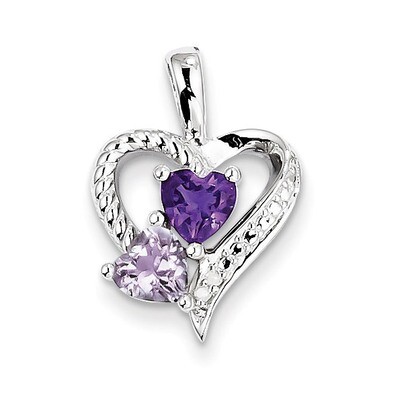 Amethyst, Pink Quartz &amp; Diamond Pendant Sterling Silver QP3138PQ, MPN: QP3138PQ, 883957490861