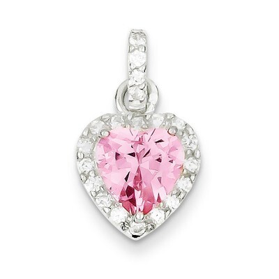 Pink Diamond Heart Pendant Sterling Silver QC7467, MPN: QC7467, 883957542584