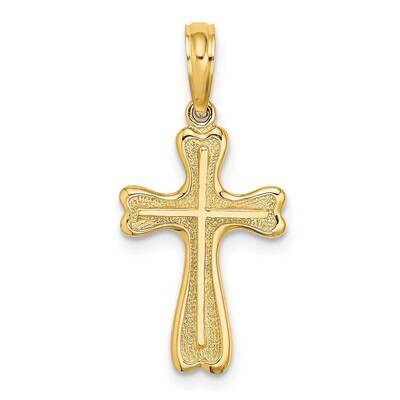 Cross with Textured Heart Edges Design Charm 14k Gold K8451, MPN: K8451, 637218038831