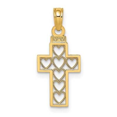 Heart Design Cross Charm 14k Gold Cut-out K8601, MPN: K8601, 637218095544