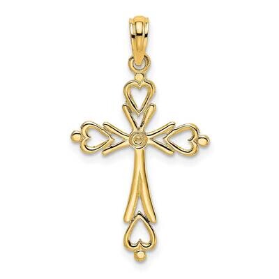 Cross Cut-Out with Heart Ends Charm 14k Gold K8489, MPN: K8489, 637218045433
