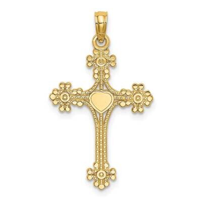Beaded Tip Cross with Heart Center Charm 14k Gold K8366, MPN: K8366, 637218016358
