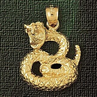 Dazzlers Jewelry Snake Pendant Necklace Charm Bracelet in Yellow, White or Rose Gold 2411, MPN: DZ-…